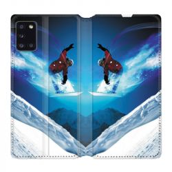 Housse cuir portefeuille pour Samsung Galaxy A31 Snowboard Saut