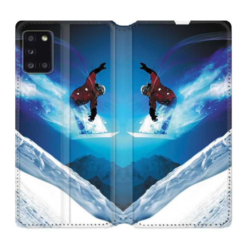 Housse cuir portefeuille pour Samsung Galaxy A31 Snowboard Saut