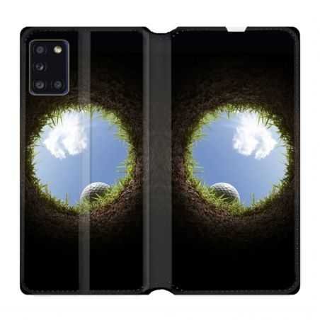 Housse cuir portefeuille pour Samsung Galaxy A31 Golf Trou