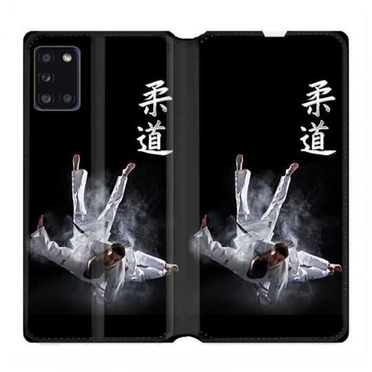 Housse cuir portefeuille pour Samsung Galaxy A31 Judo Noir