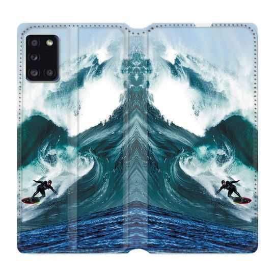Housse cuir portefeuille pour Samsung Galaxy A31 Surf Vague