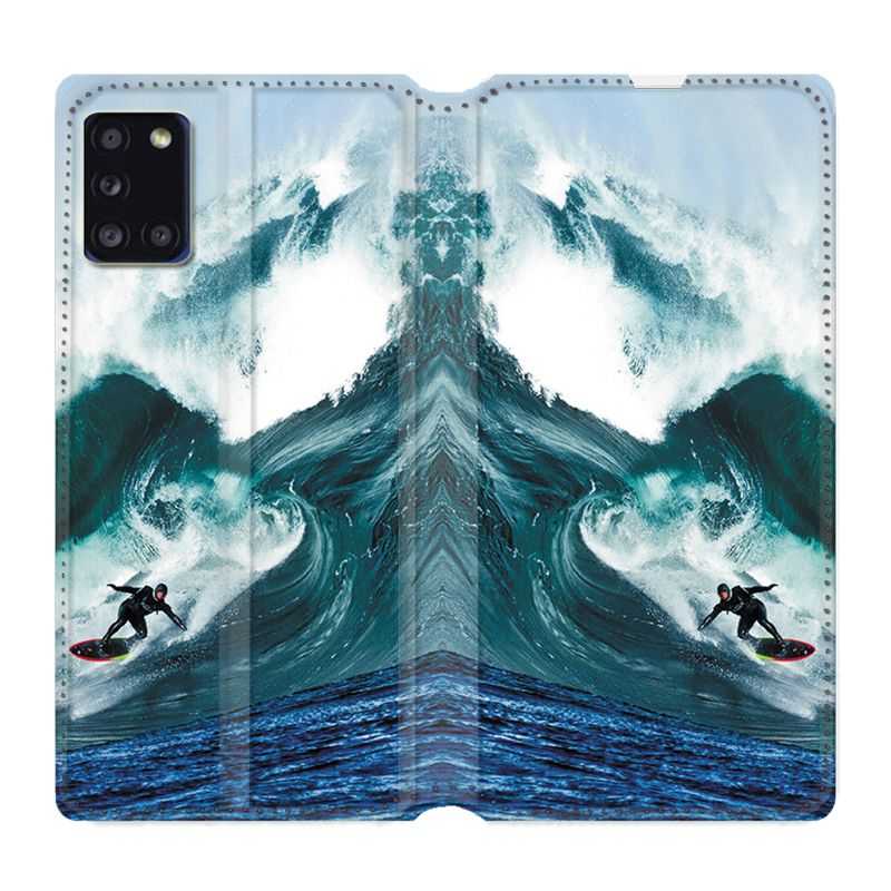 Housse cuir portefeuille pour Samsung Galaxy A31 Surf Vague