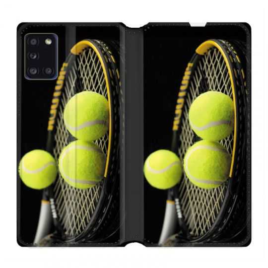 Housse cuir portefeuille pour Samsung Galaxy A31 Tennis Balls