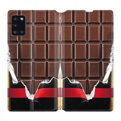 Housse cuir portefeuille pour Samsung Galaxy A31 Trompe Oeil Chocolat
