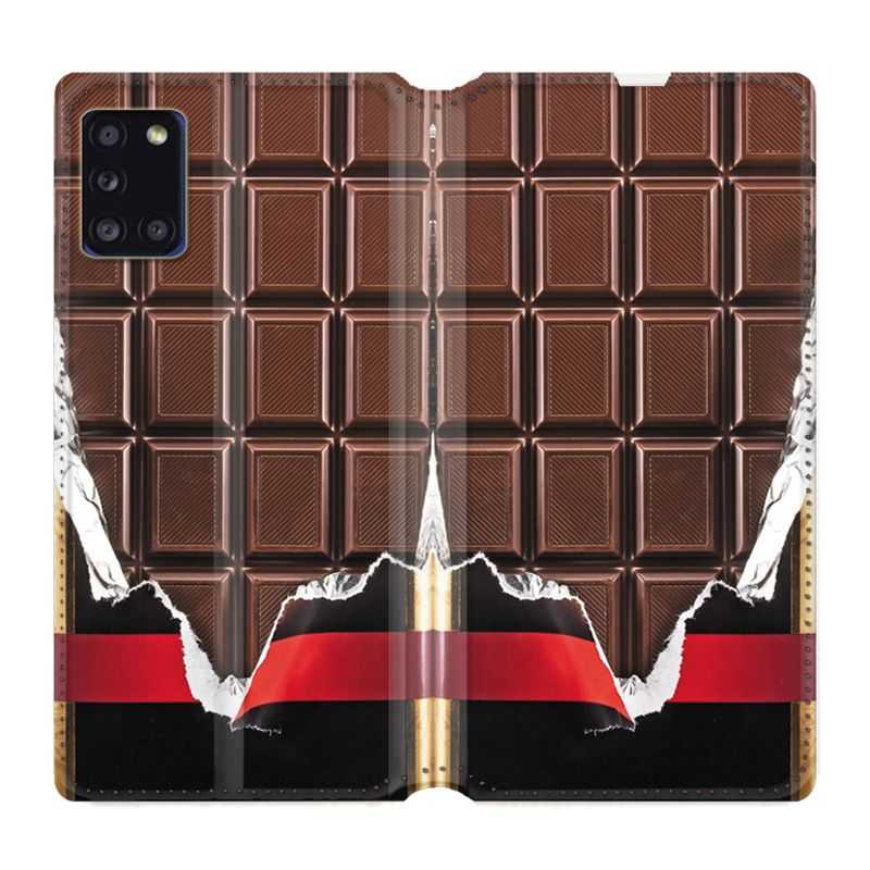 Housse cuir portefeuille pour Samsung Galaxy A31 Trompe Oeil Chocolat