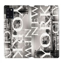 Housse cuir portefeuille pour Samsung Galaxy A31 Amerique USA New York