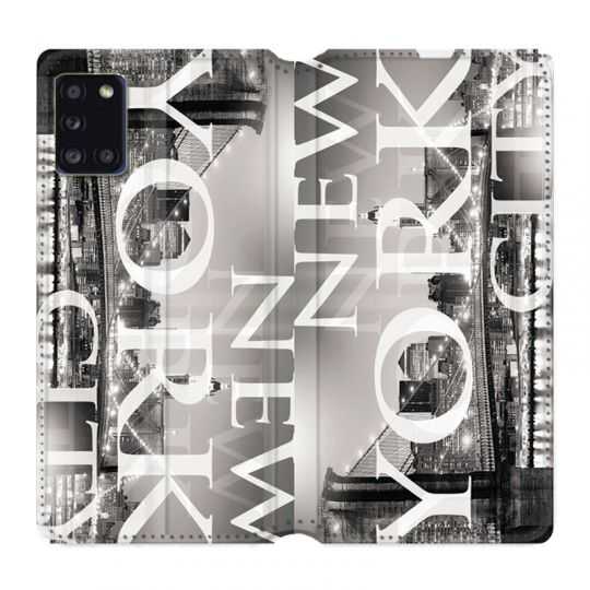 Housse cuir portefeuille pour Samsung Galaxy A31 Amerique USA New York
