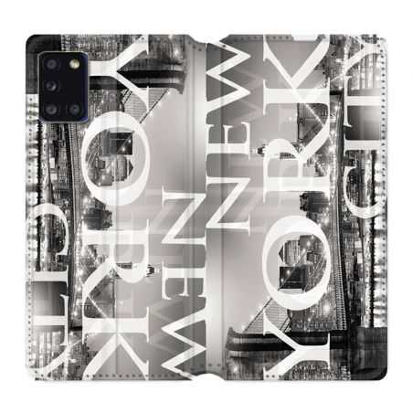 Housse cuir portefeuille pour Samsung Galaxy A31 Amerique USA New York