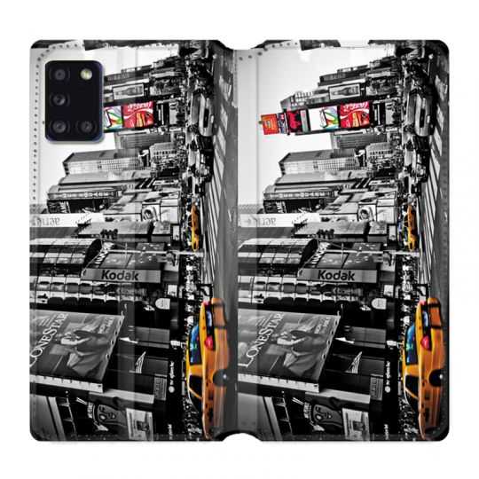 Housse cuir portefeuille pour Samsung Galaxy A31 Amerique USA New York Taxi