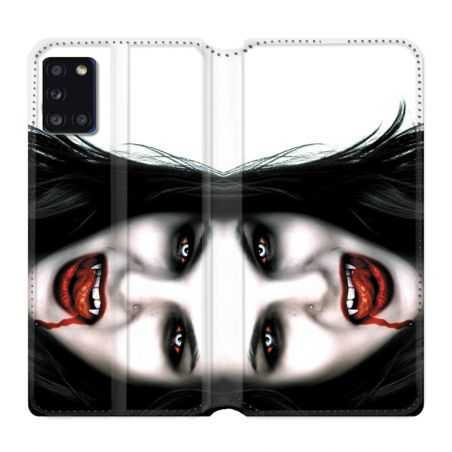 Housse cuir portefeuille pour Samsung Galaxy A31 Vampire Blanc