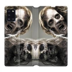 Housse cuir portefeuille pour Samsung Galaxy A31 Zombie Blanc