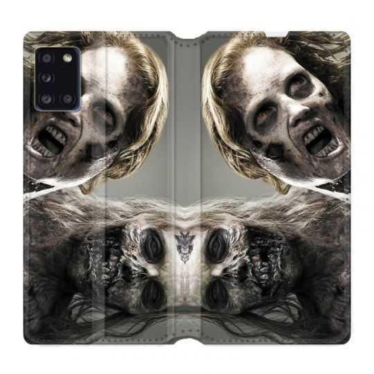 Housse cuir portefeuille pour Samsung Galaxy A31 Zombie Blanc