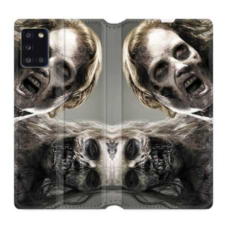Housse cuir portefeuille pour Samsung Galaxy A31 Zombie Blanc