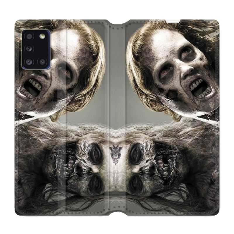 Housse cuir portefeuille pour Samsung Galaxy A31 Zombie Blanc