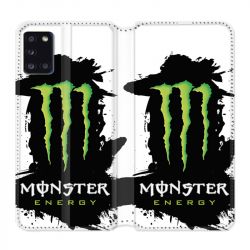 Housse cuir portefeuille pour Samsung Galaxy A31 Monster Energy Tache