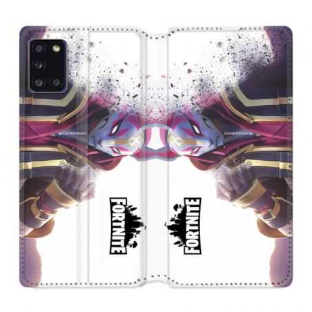Housse cuir portefeuille pour Samsung Galaxy A31 Fortnite Blanc