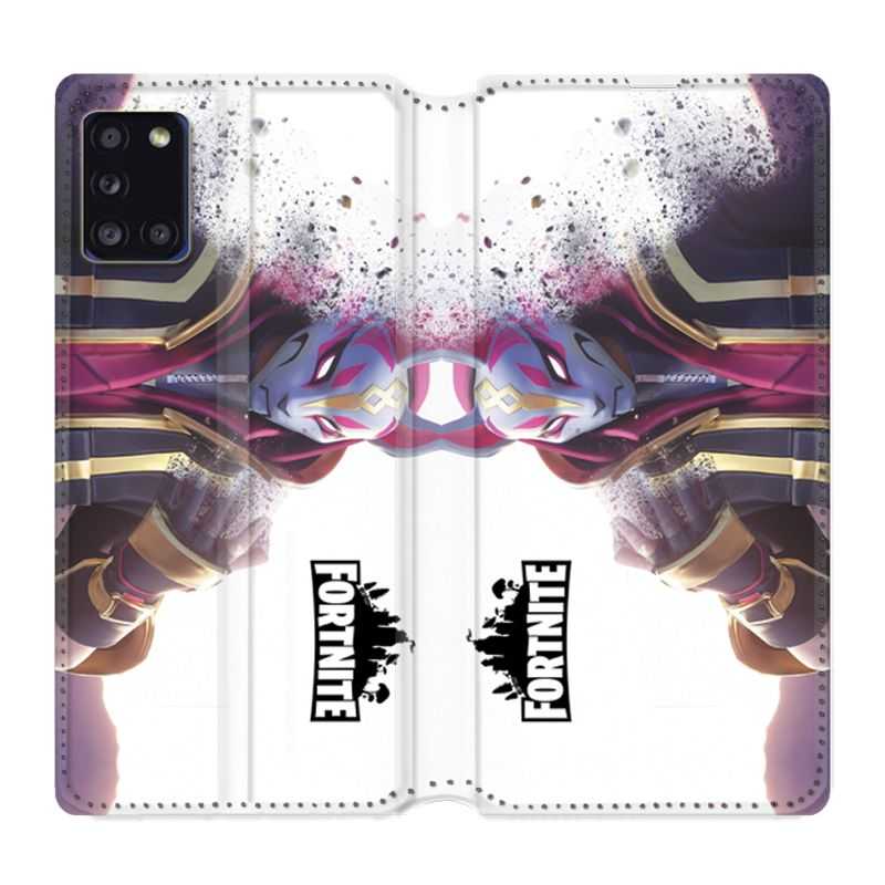 Housse cuir portefeuille pour Samsung Galaxy A31 Fortnite Blanc