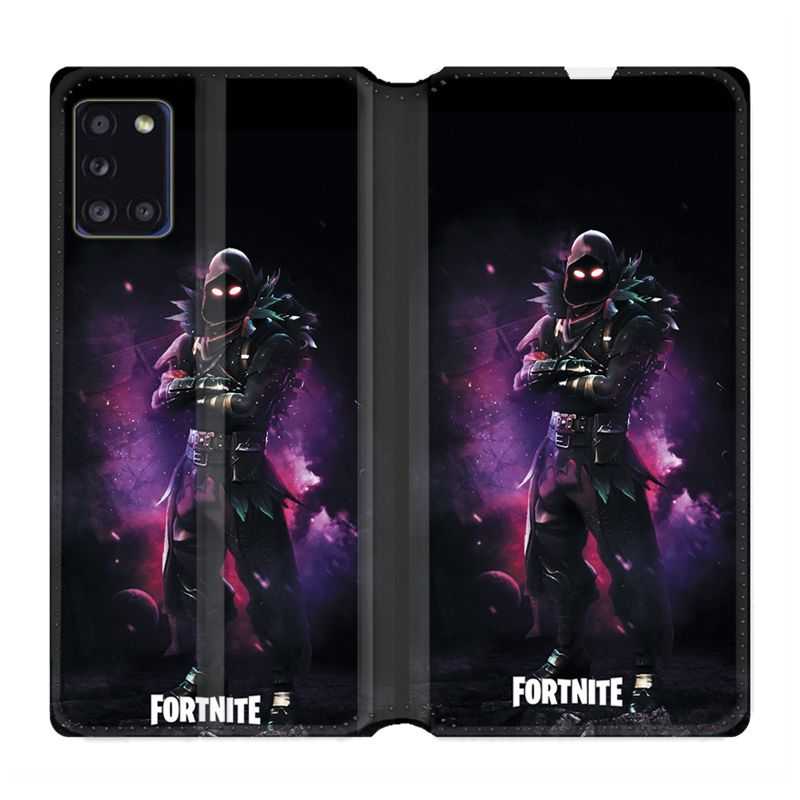 Housse cuir portefeuille pour Samsung Galaxy A31 Fortnite Raven
