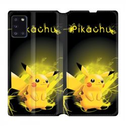 Housse cuir portefeuille pour Samsung Galaxy A31 Pokemon Pikachu Eclair