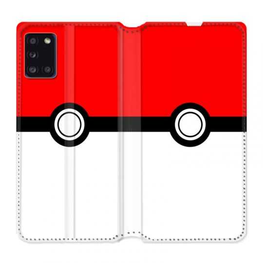 Housse cuir portefeuille pour Samsung Galaxy A31 Pokemon Pokeball