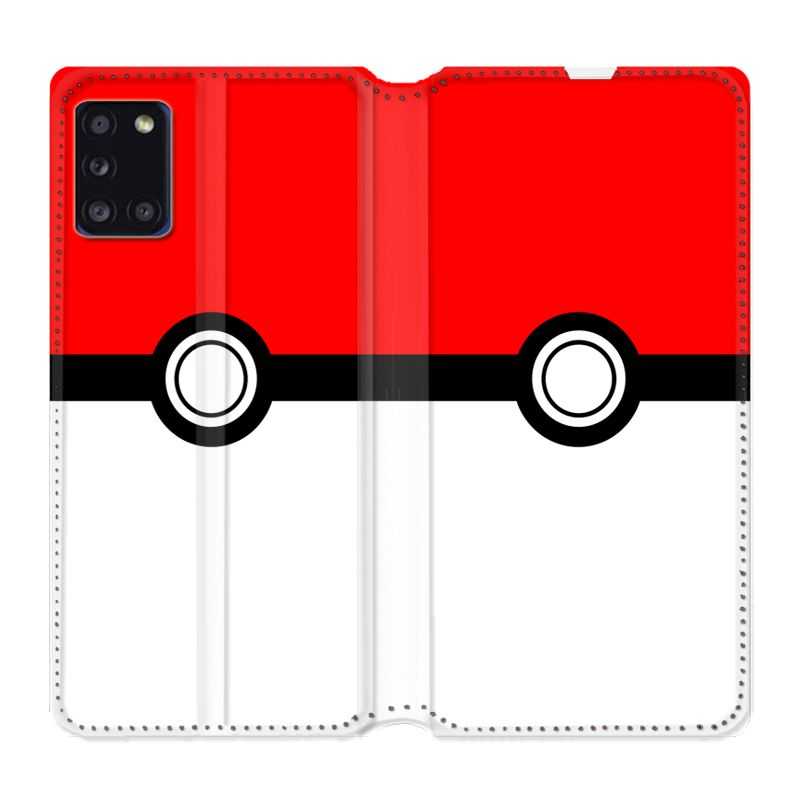 Housse cuir portefeuille pour Samsung Galaxy A31 Pokemon Pokeball