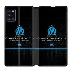 Housse cuir portefeuille pour Samsung Galaxy A31 Olympique Marseille OM Fier etre Marseillais