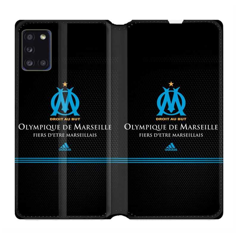 Housse cuir portefeuille pour Samsung Galaxy A31 Olympique Marseille OM Fier etre Marseillais
