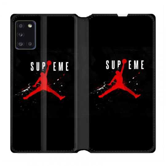 Housse cuir portefeuille pour Samsung Galaxy A31 Jordan Supreme Noir