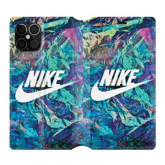 Housse Cuir Portefeuille Pour Iphone 12 / 12 Pro Nike Turquoise