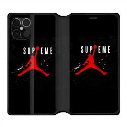 Housse Cuir Portefeuille Pour Iphone 12 / 12 Pro Jordan Supreme Noir