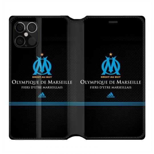 Housse Cuir Portefeuille Pour Iphone 12 / 12 Pro Olympique Marseille OM Fier etre Marseillais