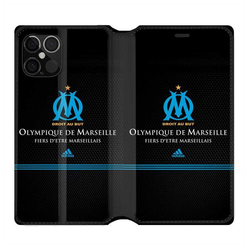 Housse Cuir Portefeuille Pour Iphone 12 / 12 Pro Olympique Marseille OM Fier etre Marseillais