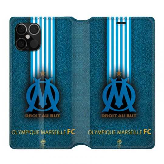 Housse Cuir Portefeuille Pour Iphone 12 / 12 Pro Olympique Marseille OM Bande