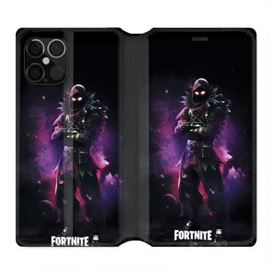 Housse Cuir Portefeuille Pour Iphone 12 / 12 Pro Fortnite Raven