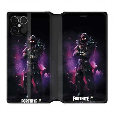 Housse Cuir Portefeuille Pour Iphone 12 / 12 Pro Fortnite Raven