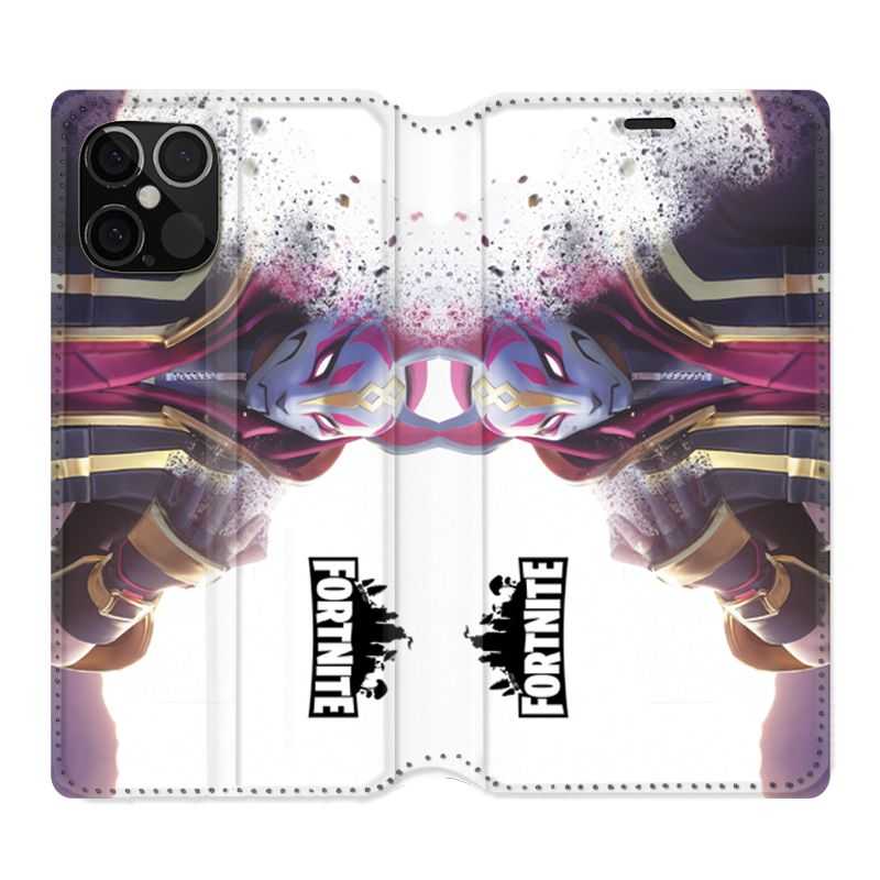 Housse Cuir Portefeuille Pour Iphone 12 / 12 Pro Fortnite Blanc