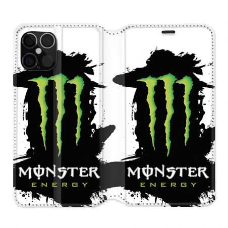 Housse Cuir Portefeuille Pour Iphone 12 / 12 Pro Monster Energy Tache