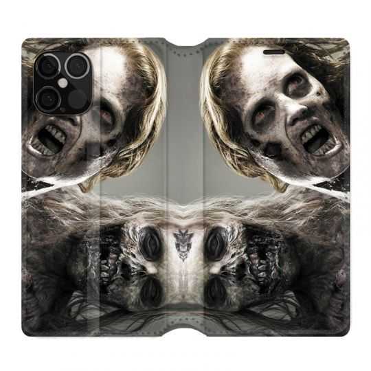 Housse Cuir Portefeuille Pour Iphone 12 / 12 Pro Zombie Blanc