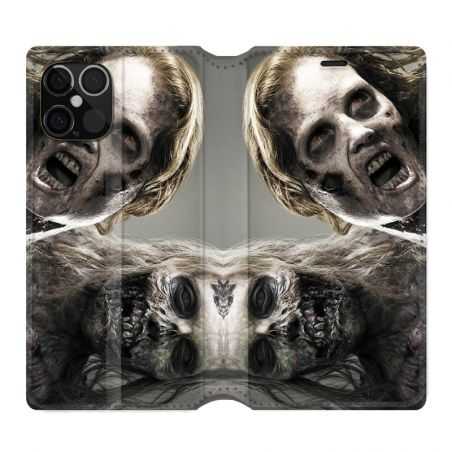Housse Cuir Portefeuille Pour Iphone 12 / 12 Pro Zombie Blanc
