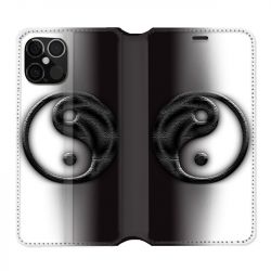 Housse Cuir Portefeuille Pour Iphone 12 / 12 Pro Yin Yang 3d
