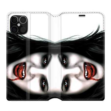Housse Cuir Portefeuille Pour Iphone 12 / 12 Pro Vampire Blanc