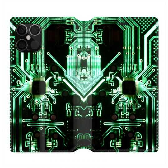 Housse Cuir Portefeuille Pour Iphone 12 / 12 Pro Trompe Oeil Composant