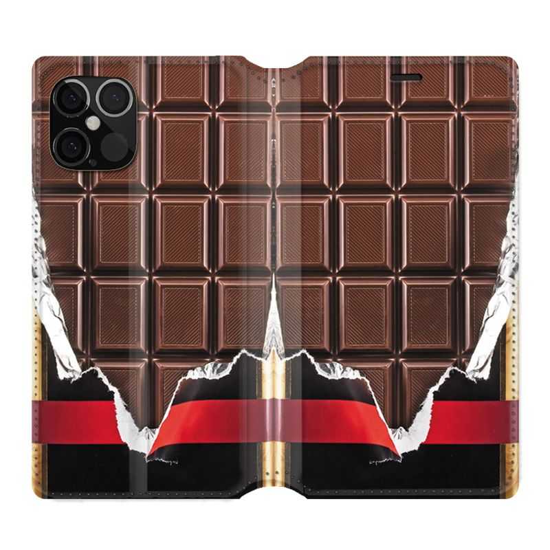 Housse Cuir Portefeuille Pour Iphone 12 / 12 Pro Trompe Oeil ChoColat