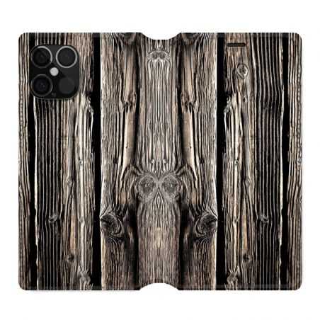 Housse Cuir Portefeuille Pour Iphone 12 / 12 Pro Texture Bois