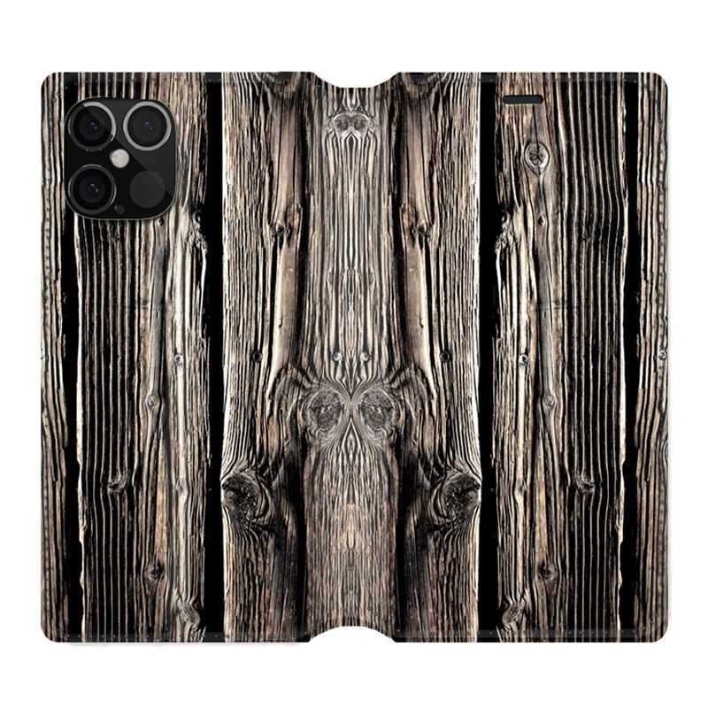 Housse Cuir Portefeuille Pour Iphone 12 / 12 Pro Texture Bois