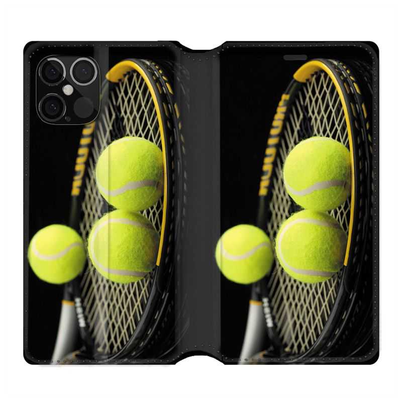 Housse Cuir Portefeuille Pour Iphone 12 / 12 Pro Tennis Balls