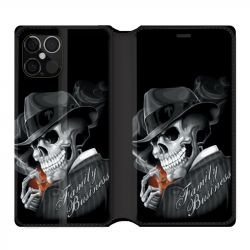 Housse Cuir Portefeuille Pour Iphone 12 / 12 Pro Tete De Mort family business