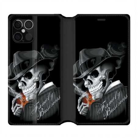 Housse Cuir Portefeuille Pour Iphone 12 / 12 Pro Tete De Mort family business