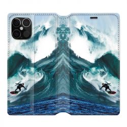 Housse Cuir Portefeuille Pour Iphone 12 / 12 Pro Surf Vague