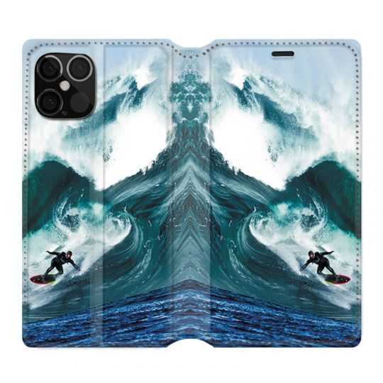 Housse Cuir Portefeuille Pour Iphone 12 / 12 Pro Surf Vague
